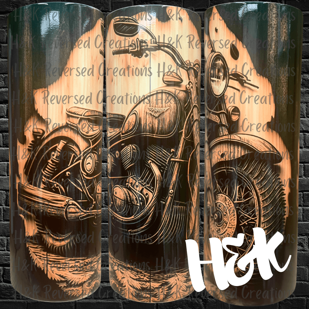 Wooden Motorcycle Tumbler - H&K Reversed Creations
