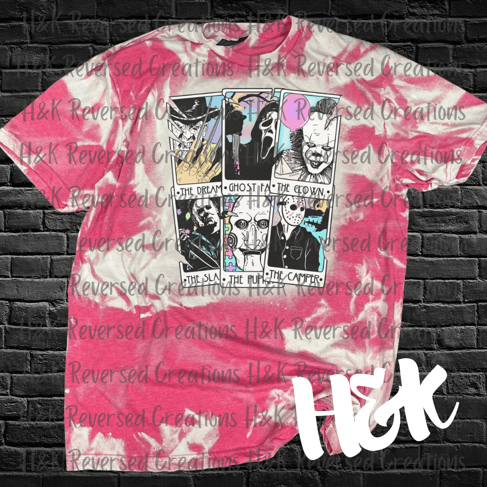Horror Tarot Cards Bleached Tee - H&K Reversed Creations