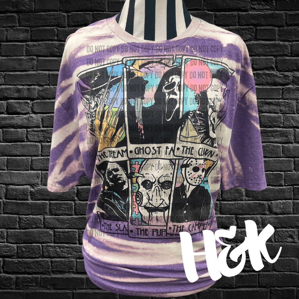 Horror Tarot Cards Bleached Tee - H&K Reversed Creations