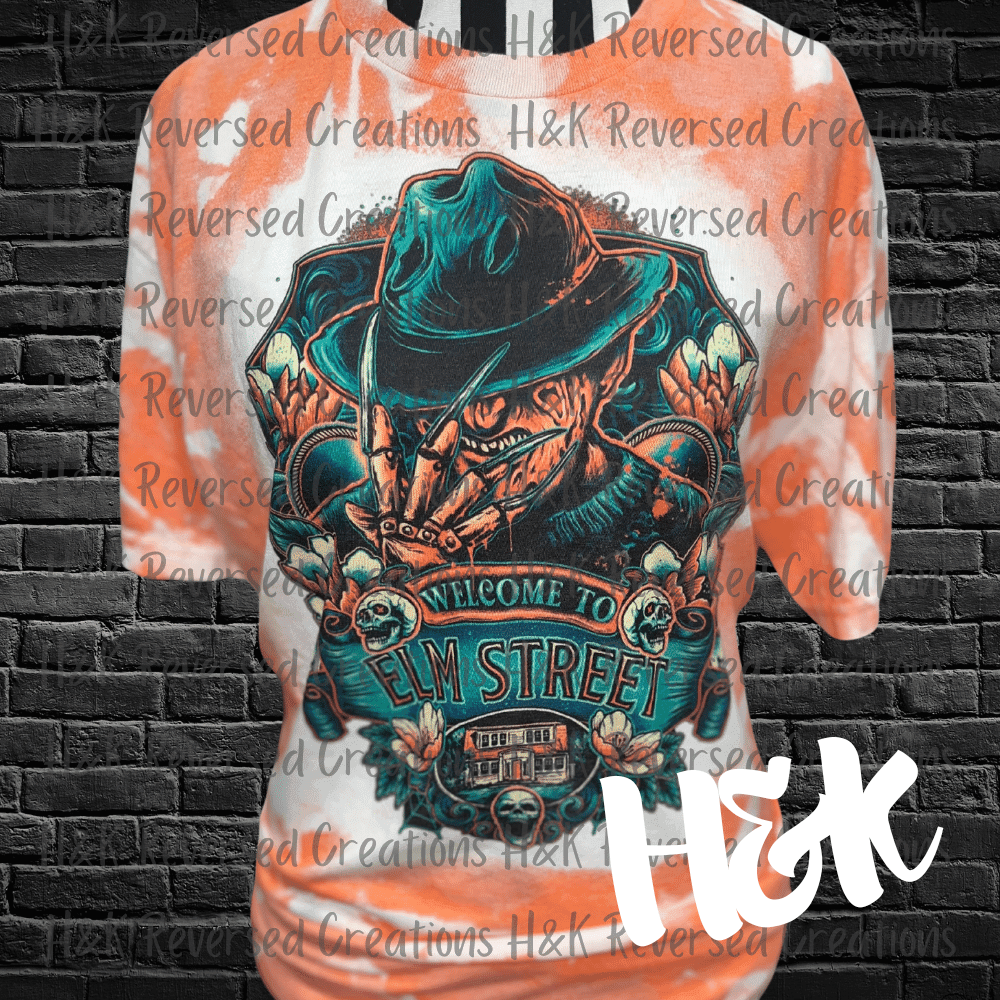 Welcome To Elm Street | Bleached Tee - H&K Reversed Creations