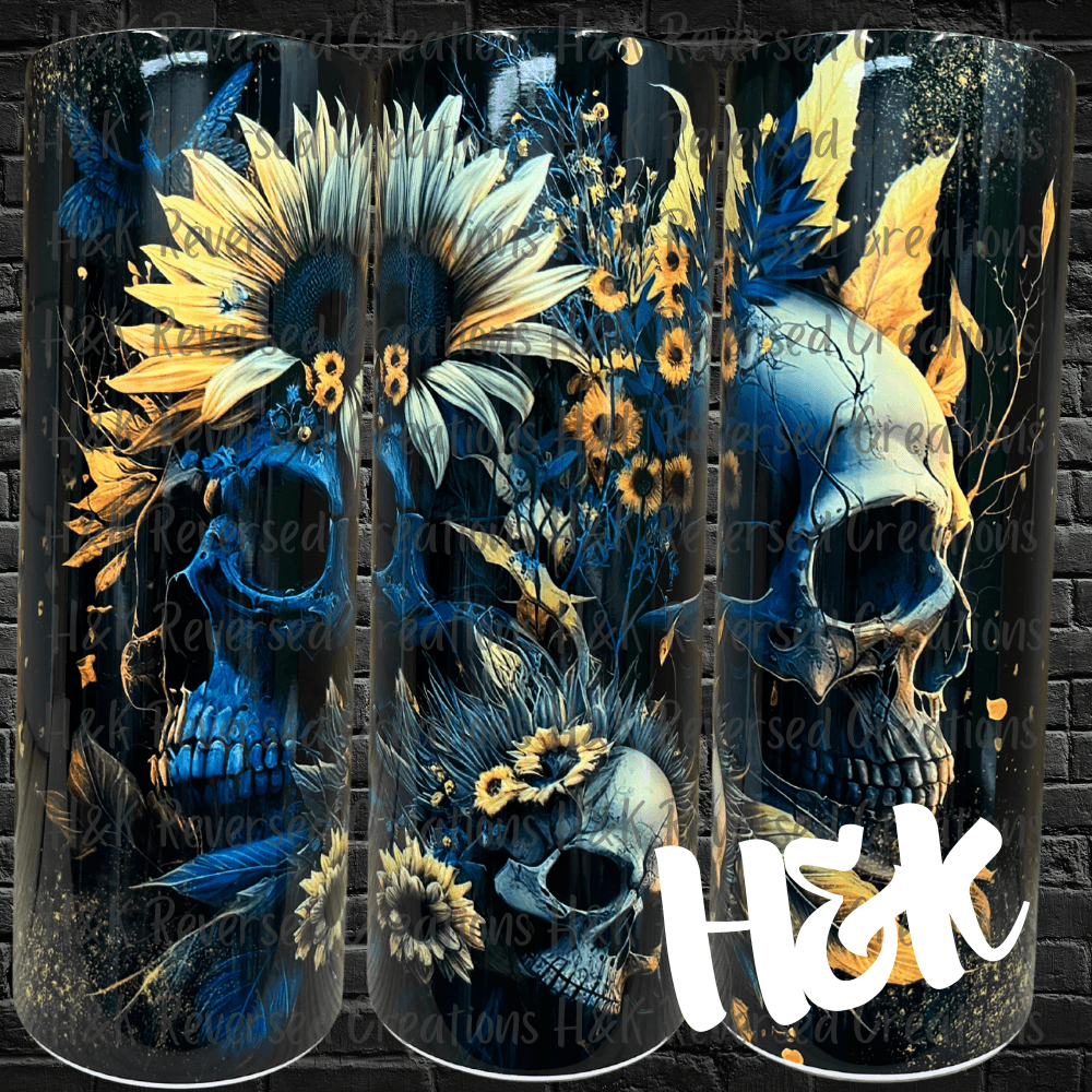 Sunflowers And Skulls Tumbler - H&K Reversed Creations