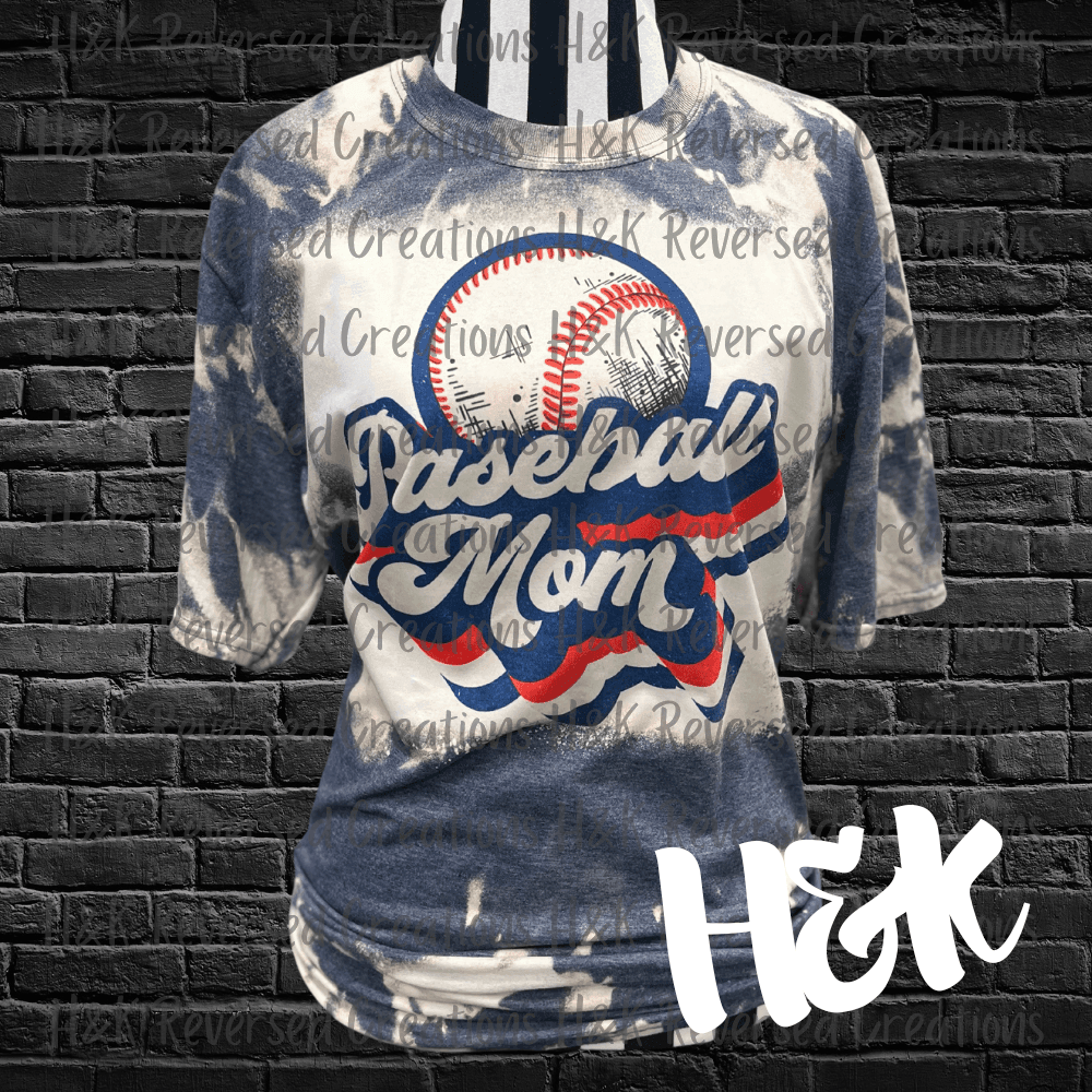 Baseball Mom Bleached T Shirt - H&K Reversed Creations
