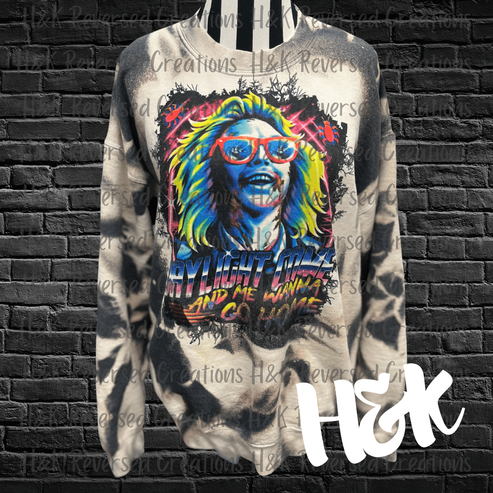 Beetlejuice Bleached Crewneck Sweatshirt - H&K Reversed Creations