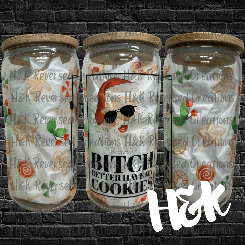 Santa Cookies Glass Can - H&K Reversed Creations