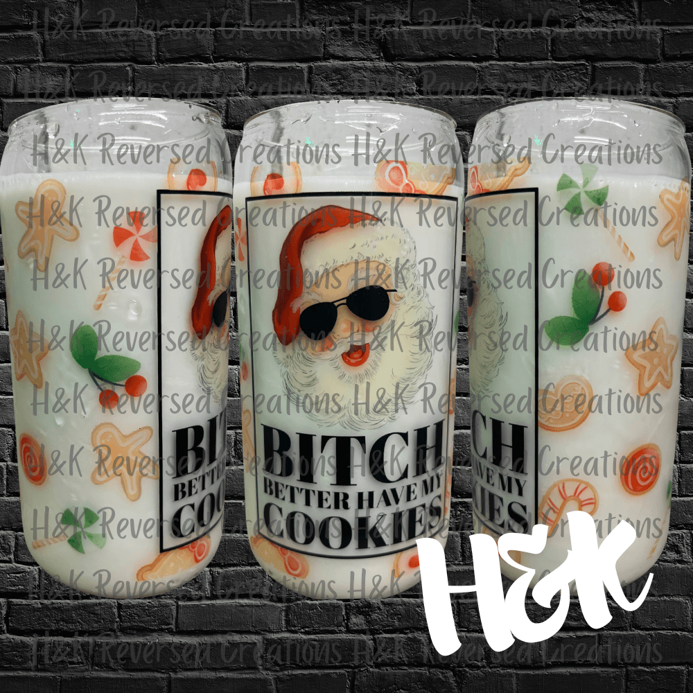 Santa Cookies Glass Can - H&K Reversed Creations