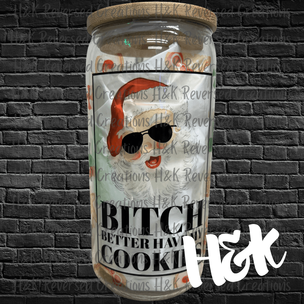 Santa Cookies Glass Can - H&K Reversed Creations