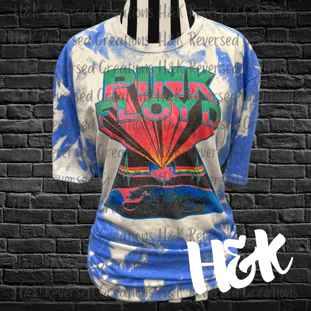 Pink Floyd Blue Bleached T Shirt - H&K Reversed Creations