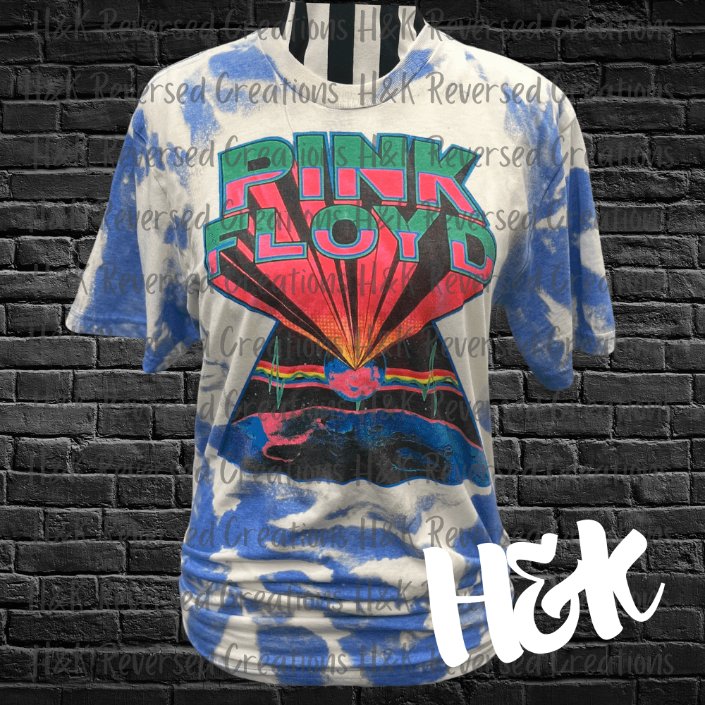 Pink Floyd Blue Bleached T Shirt - H&K Reversed Creations