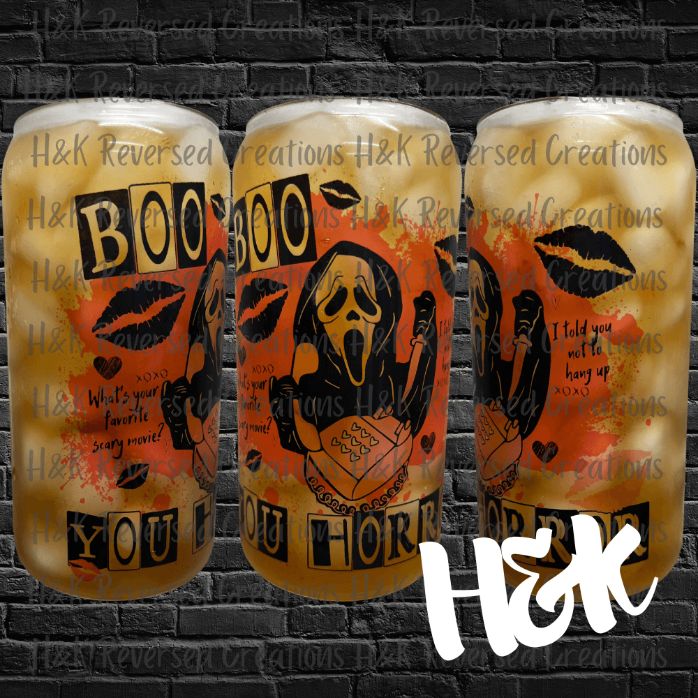 Boo You Horror Glass Can - H&K Reversed Creations