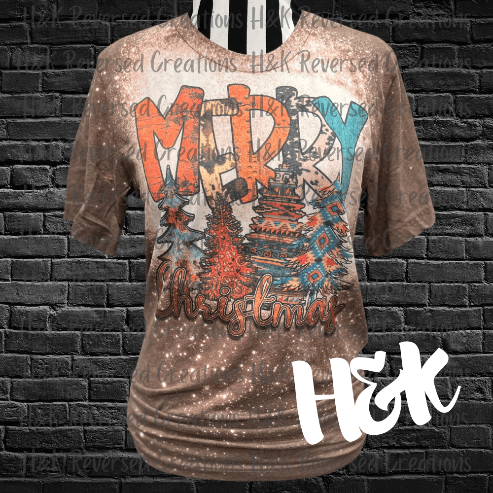 Merry Christmas Bleached Tee - H&K Reversed Creations