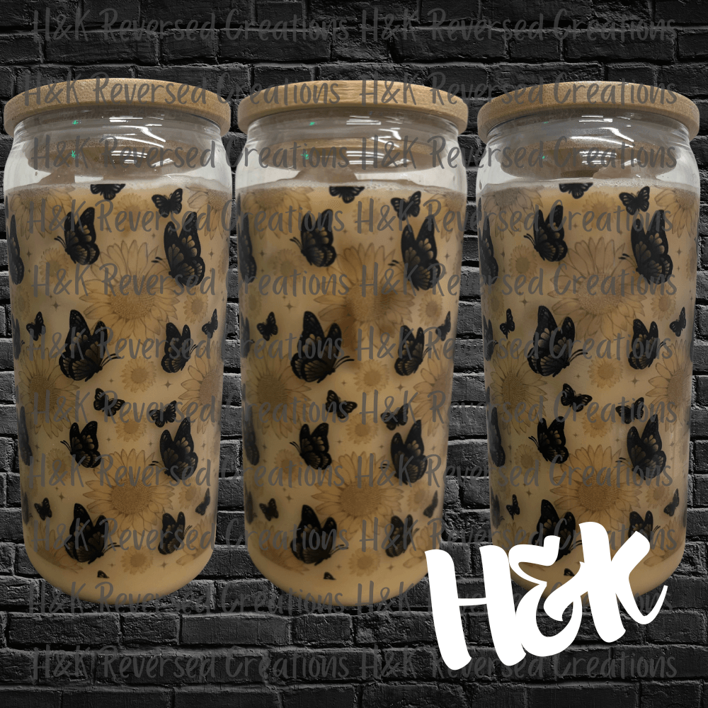 Butterflies Glass Can - H&K Reversed Creations