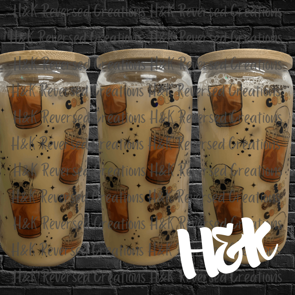 Coffee Skull Glass Can - H&K Reversed Creations