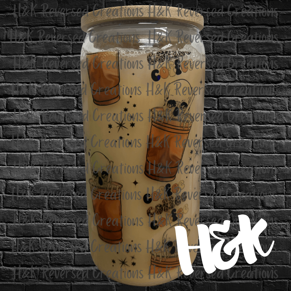 Coffee Skull Glass Can - H&K Reversed Creations