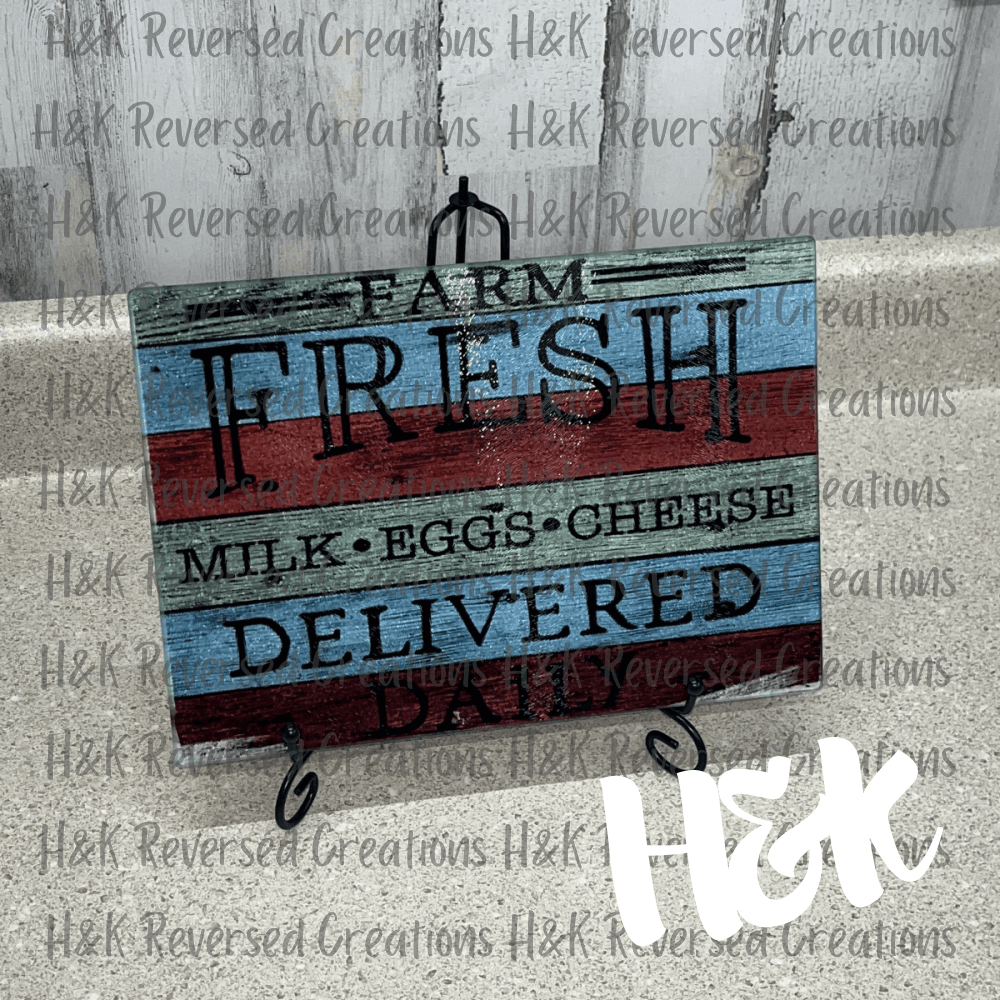 Farm Fresh Glass Cutting Board - H&K Reversed Creations