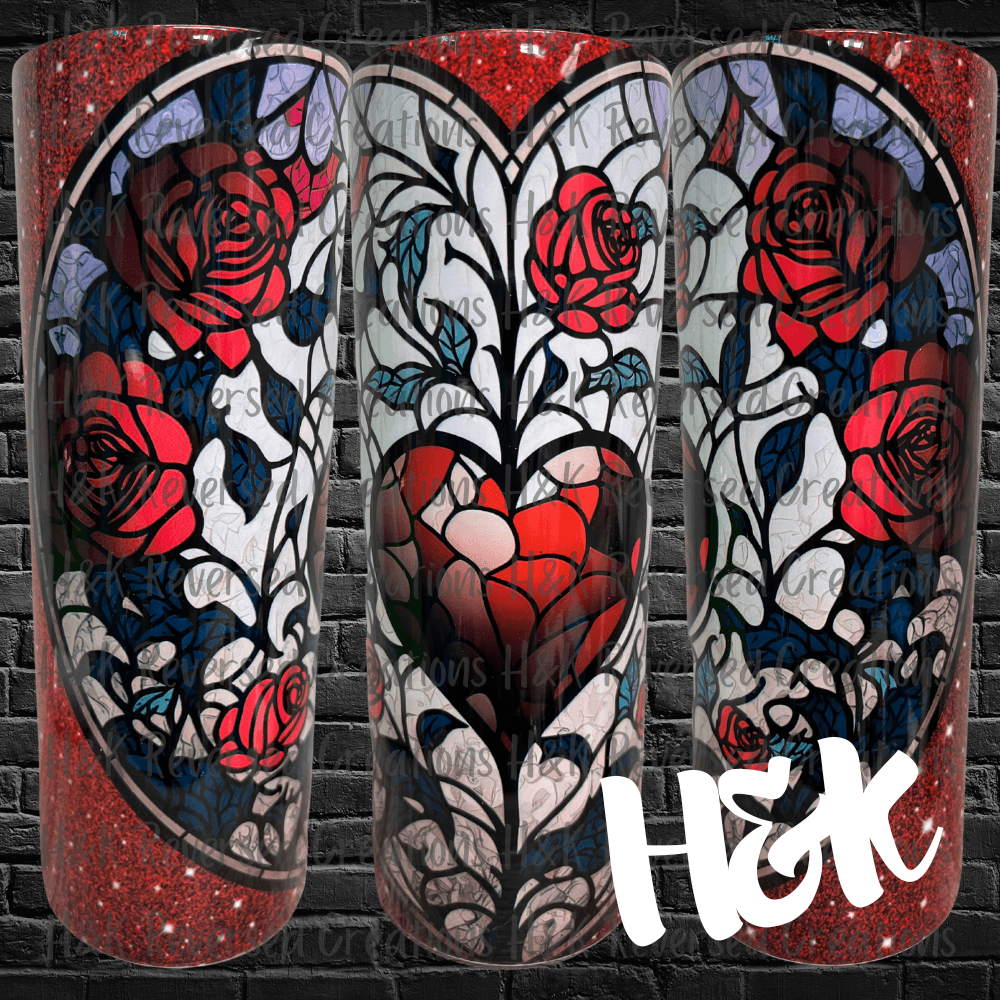Stained Glass Heart Tumbler - H&K Reversed Creations