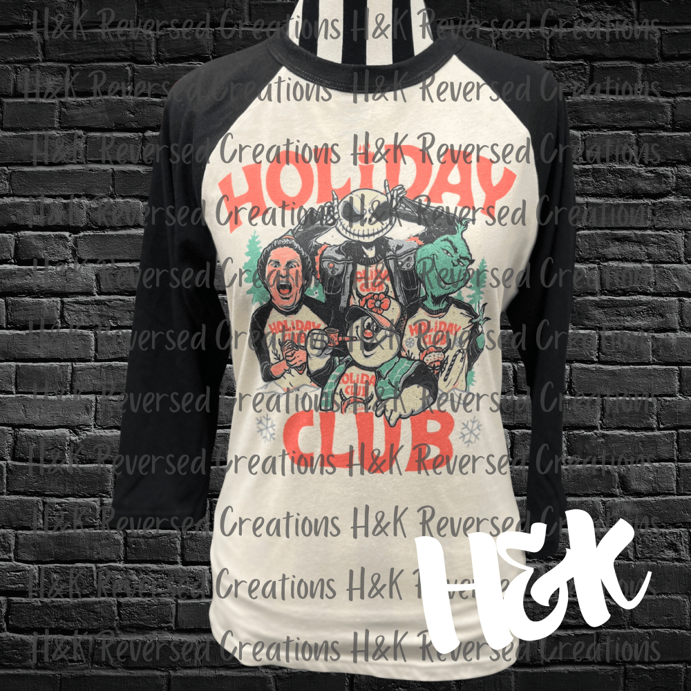 Vintage Style Holiday Club Raglan Shirt - H&K Reversed Creations