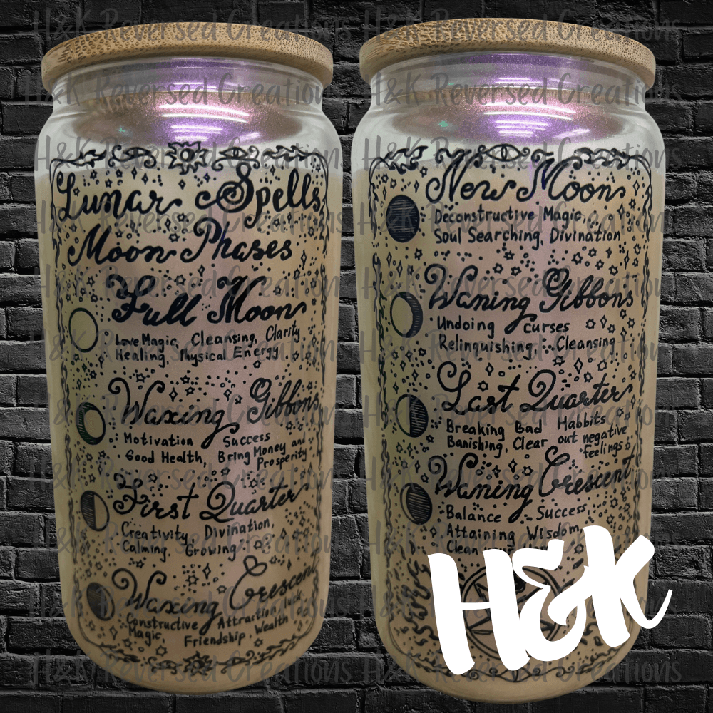 Lunar Spells Iridescent Glass Can - H&K Reversed Creations