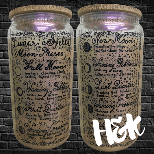 Lunar Spells Iridescent Glass Can - H&K Reversed Creations