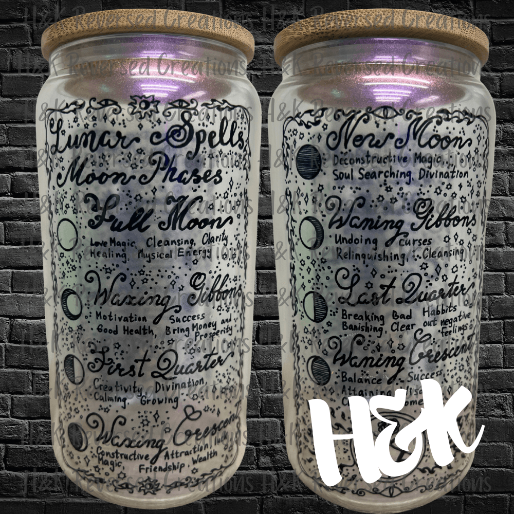 Lunar Spells Iridescent Glass Can - H&K Reversed Creations