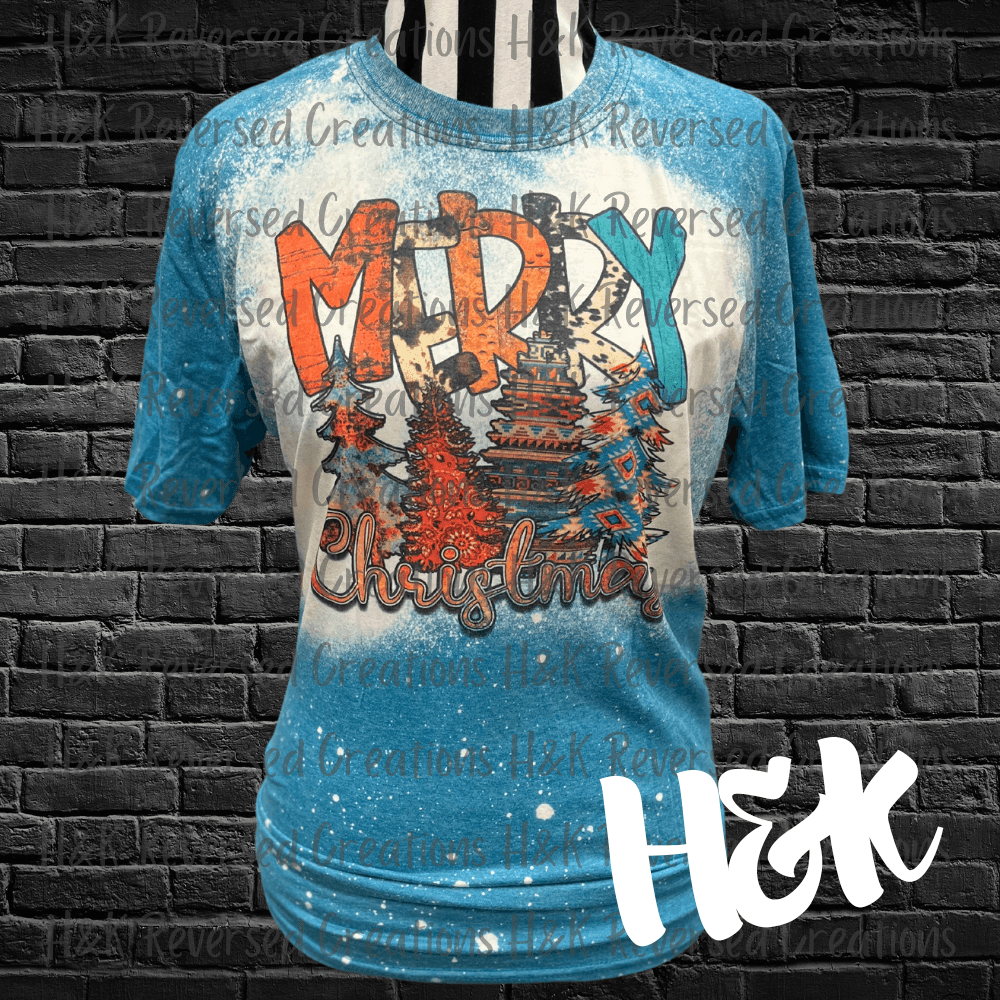 Merry Christmas Bleached Tee - H&K Reversed Creations