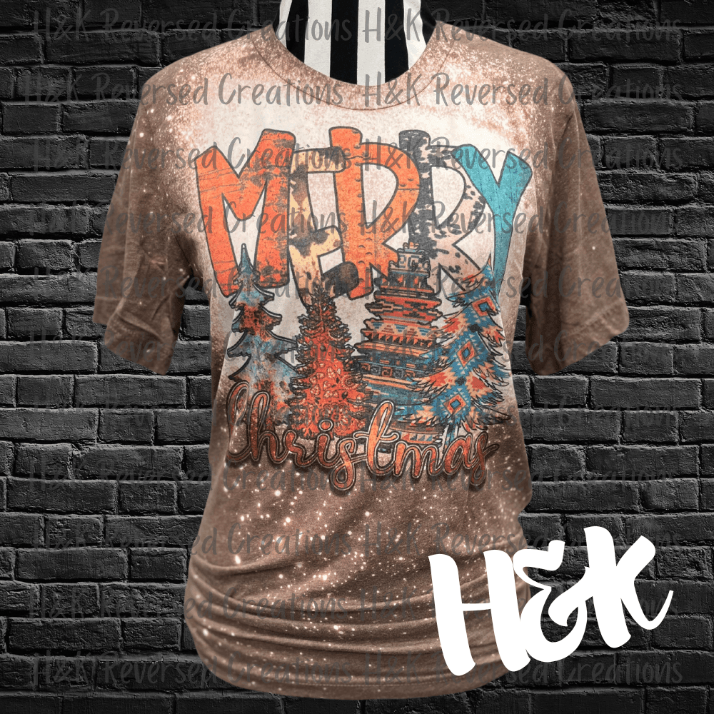 Merry Christmas Bleached Tee - H&K Reversed Creations