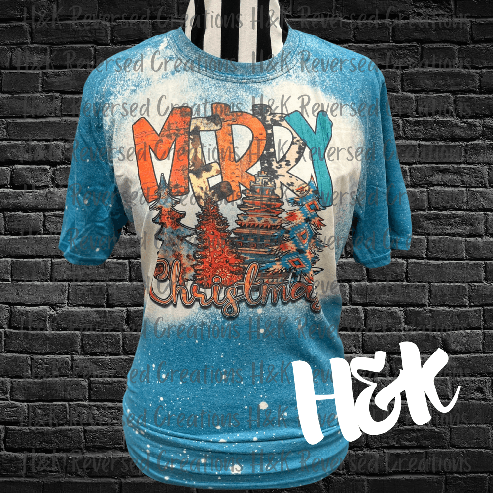 Merry Christmas Bleached Tee - H&K Reversed Creations