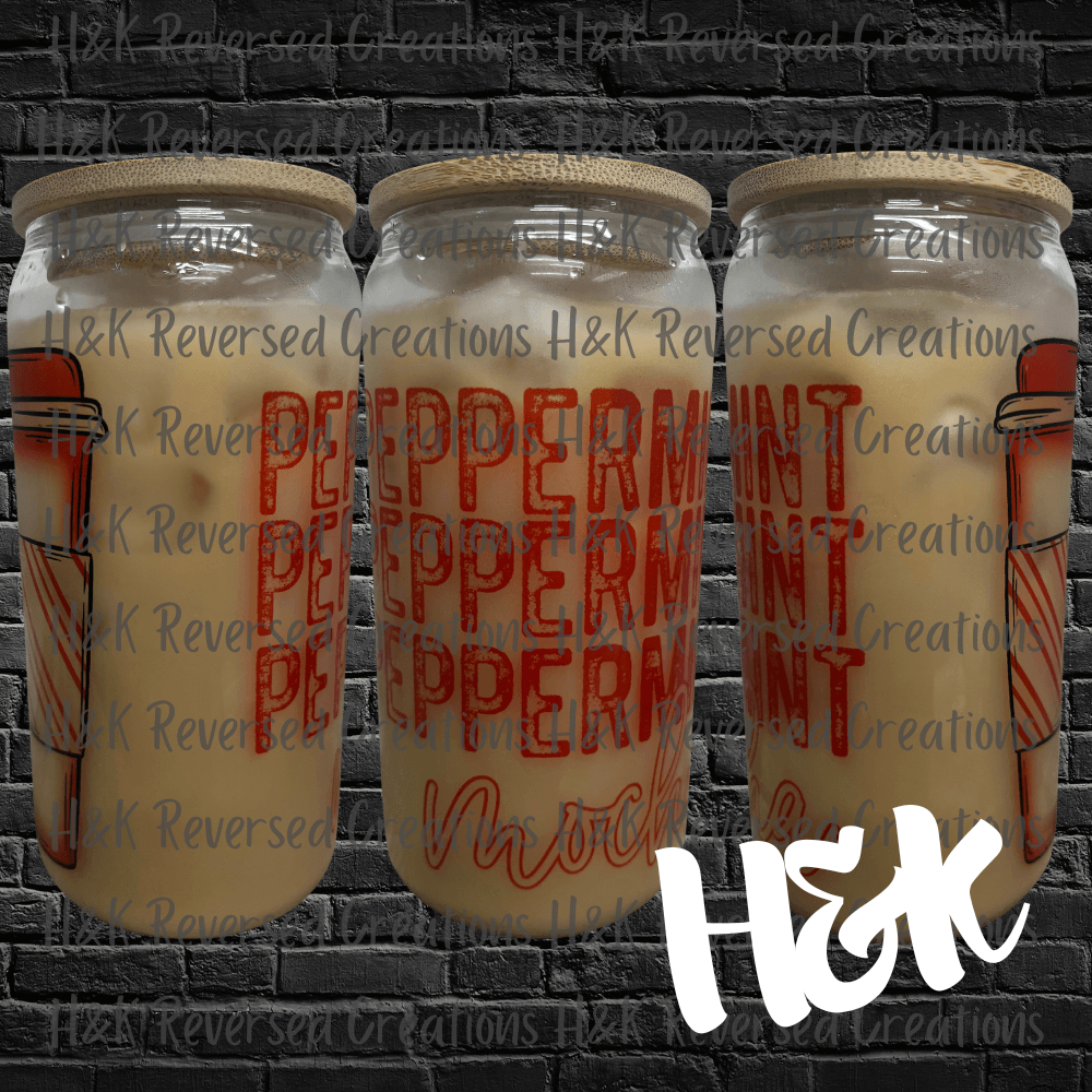 Peppermint Mocha Glass Can - H&K Reversed Creations