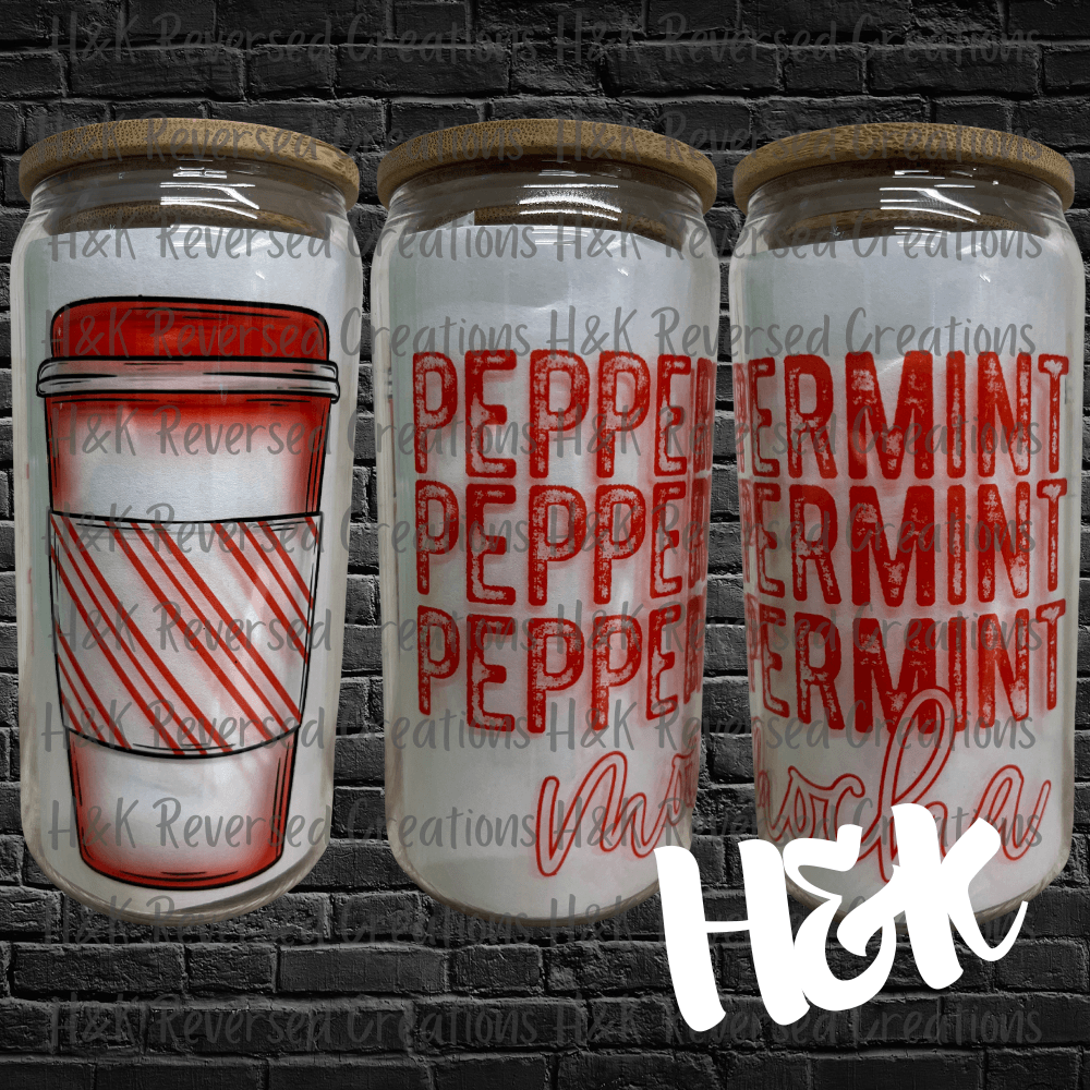 Peppermint Mocha Glass Can - H&K Reversed Creations