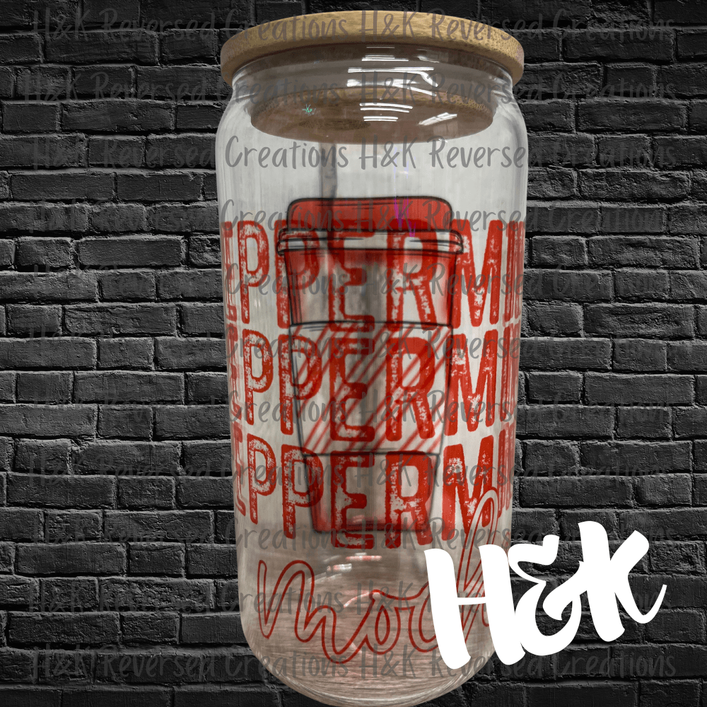 Peppermint Mocha Glass Can - H&K Reversed Creations