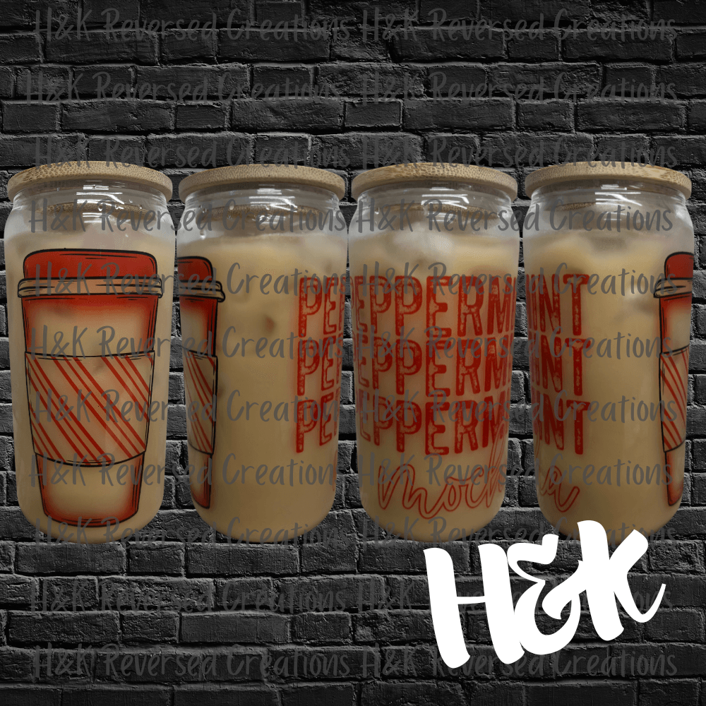 Peppermint Mocha Glass Can - H&K Reversed Creations