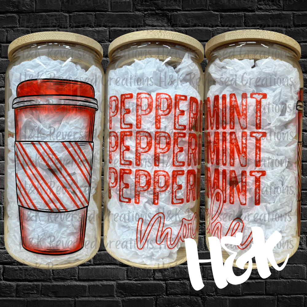 Peppermint Mocha Glass Can - H&K Reversed Creations