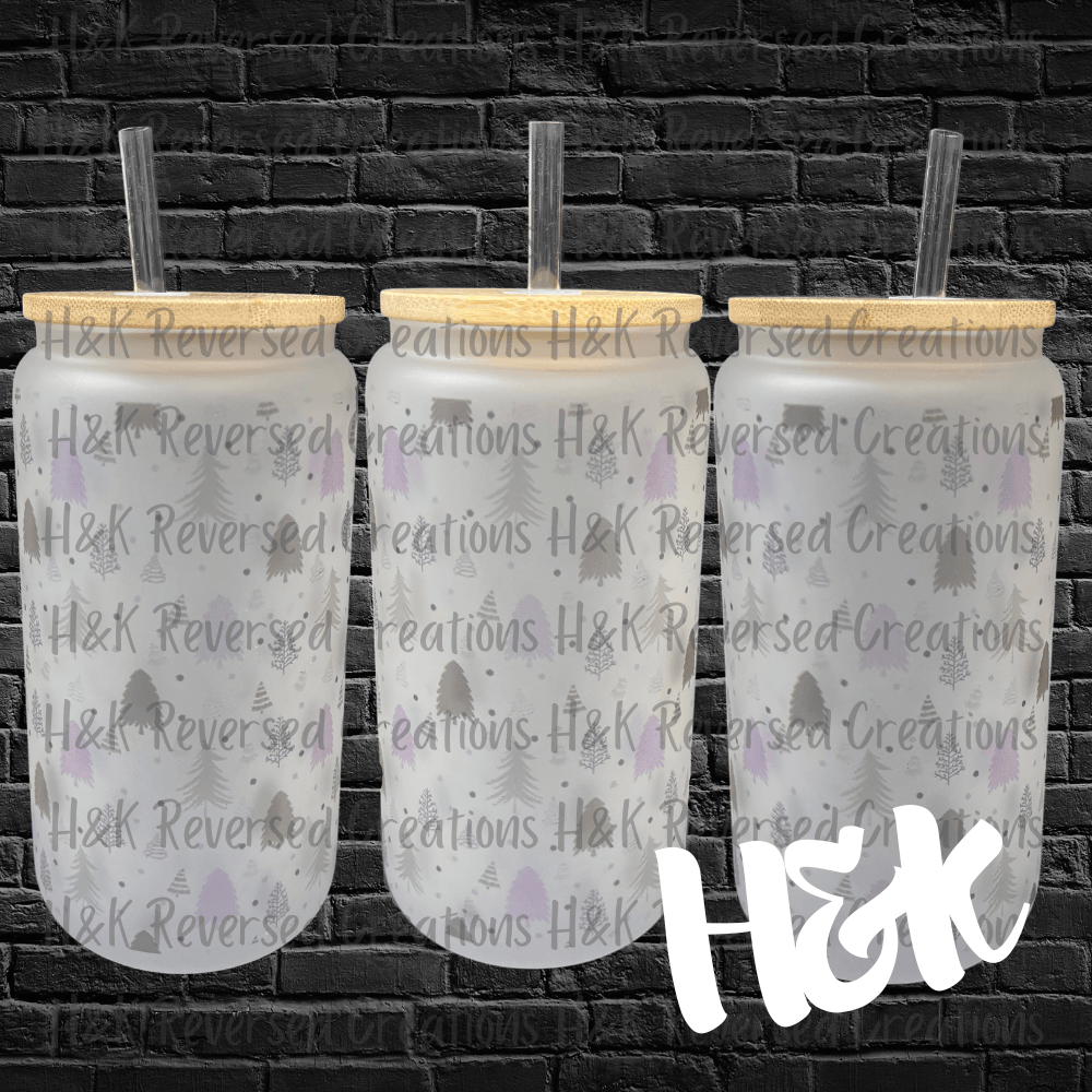 Purple Trees Glass Can - H&K Reversed Creations