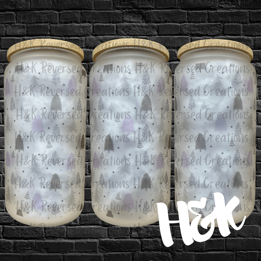 Purple Trees Glass Can - H&K Reversed Creations