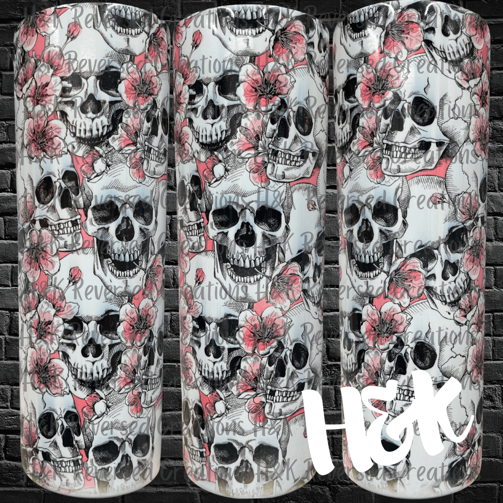 Skulls And Flowers Tumbler - H&K Reversed Creations