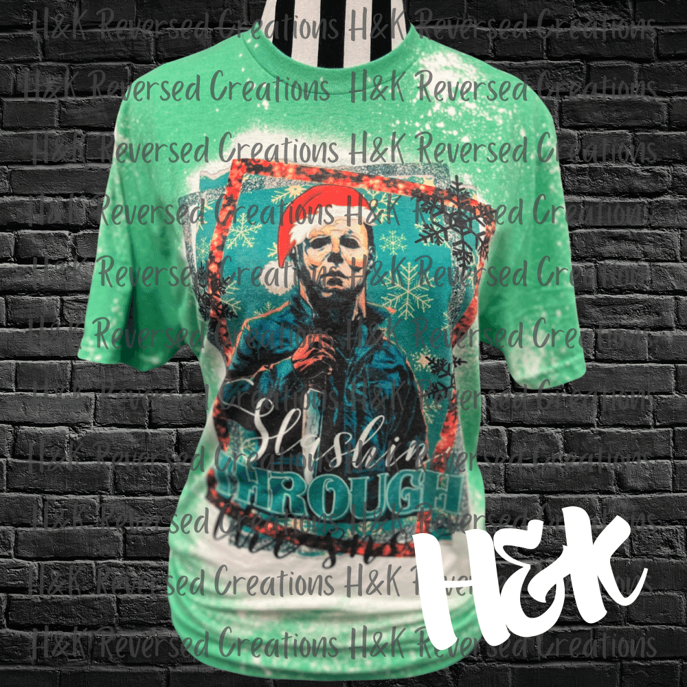 Bleached Michael Myers Slashing Through The Snow Tee - H&K Reversed Creations