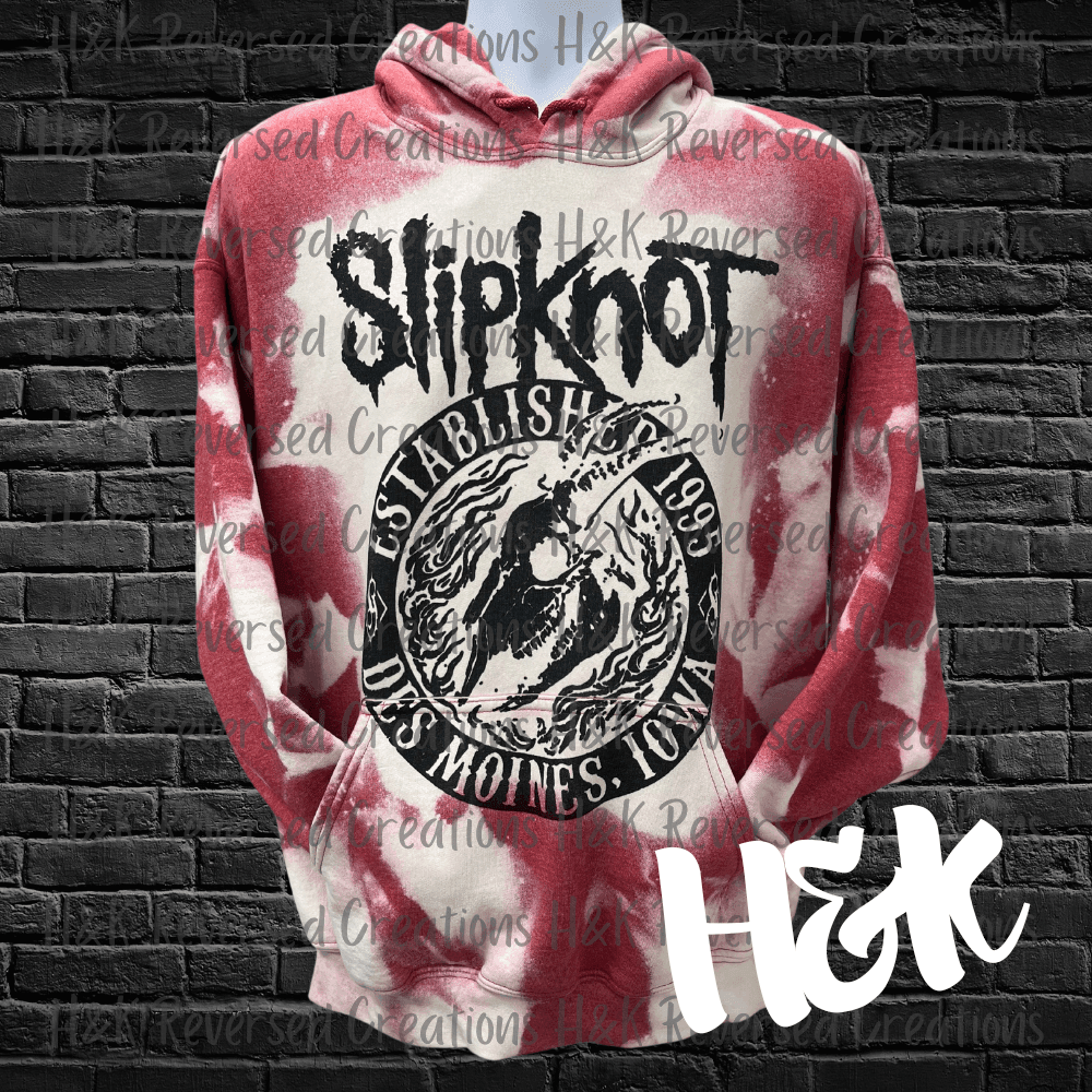 Red Bleached Slipknot Hoodie - H&K Reversed Creations