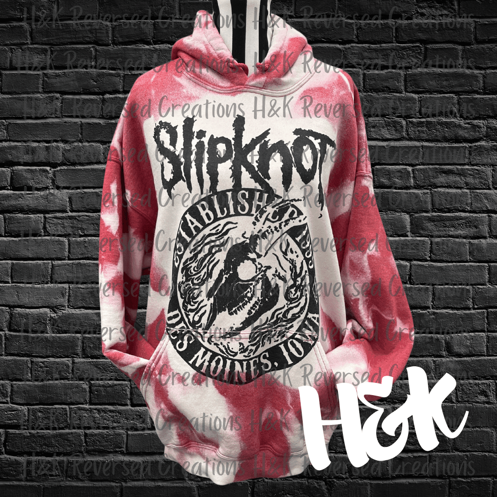 Red Bleached Slipknot Hoodie - H&K Reversed Creations