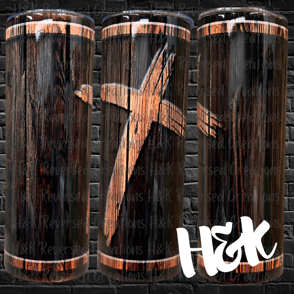 Wooden Cross Tumbler - H&K Reversed Creations