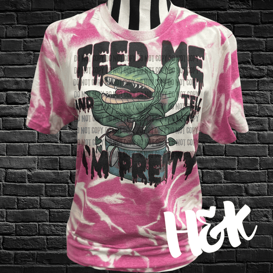 Feed Me And Tell Me I'm Pretty Bleached Tee - H&K Reversed Creations 