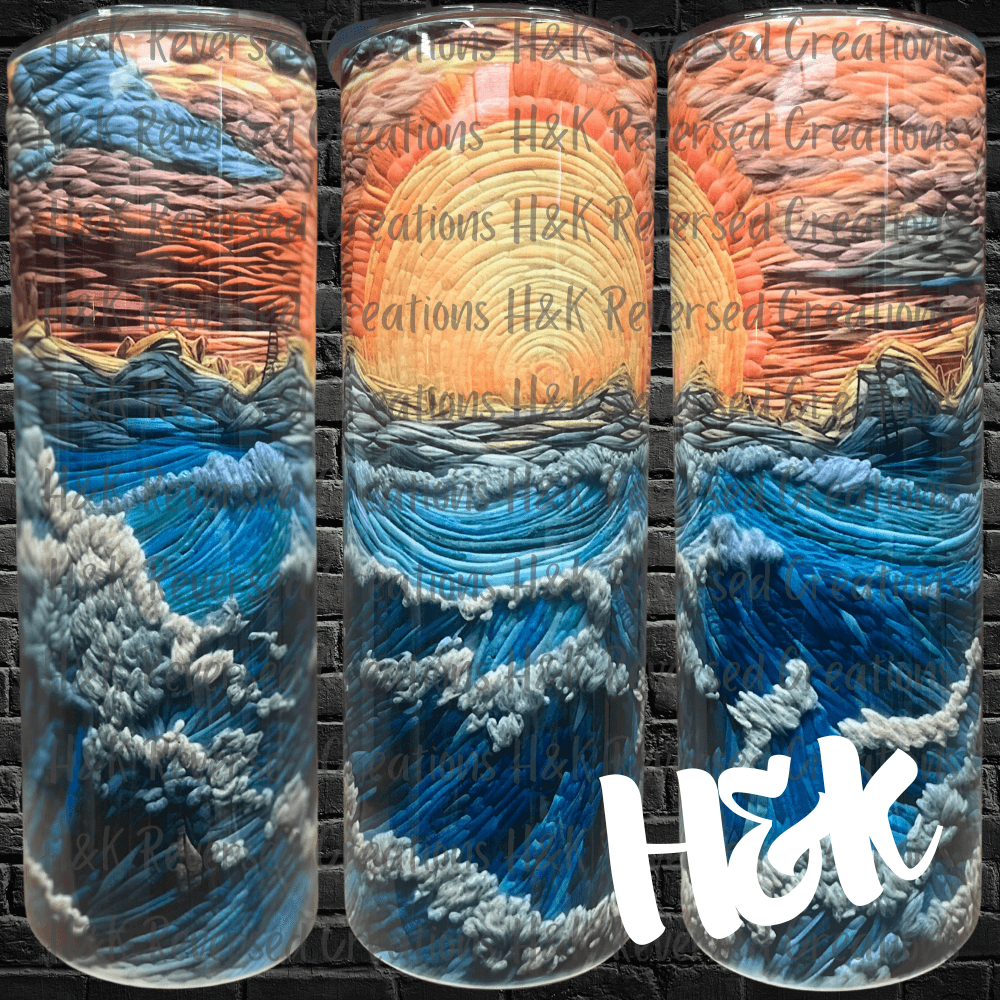 Ocean Sunset 3D Tumbler - H&K Reversed Creations 