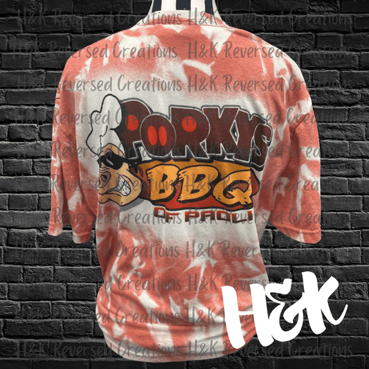 Porky's BBQ Bleached Tee - H&K Reversed Creations 