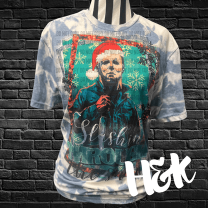 Bleached Michael Myers Slashing Through The Snow Tee