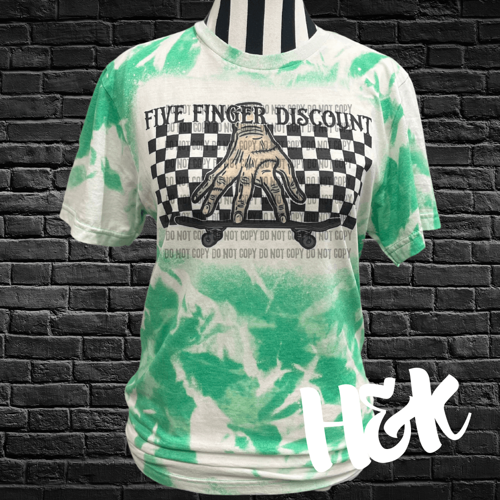 Five Finger Discount Bleached Tee - H&K Reversed Creations 