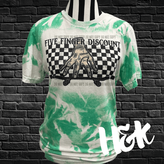 Five Finger Discount Bleached Tee - H&K Reversed Creations 
