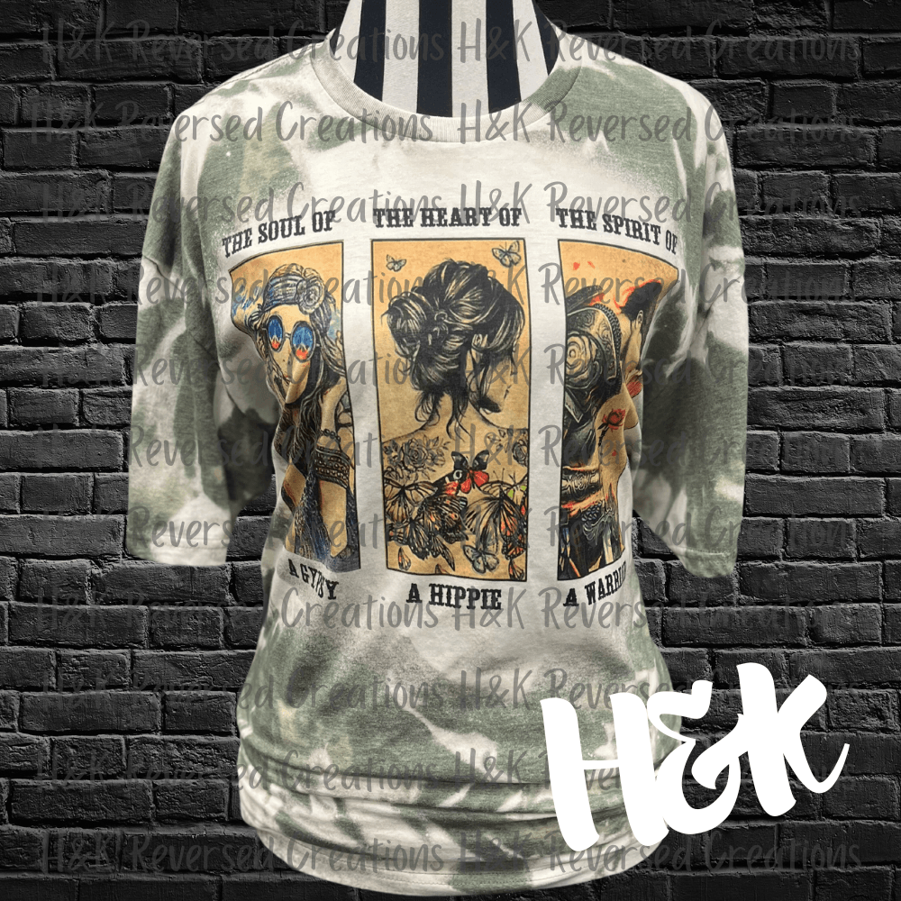 Gypsy Hippie Warrior Bleached Tee - H&K Reversed Creations 