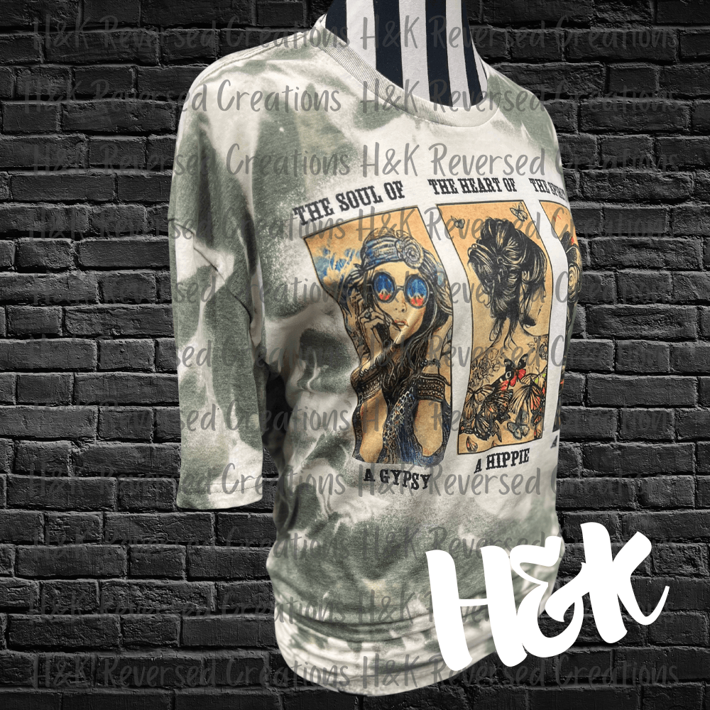 Gypsy Hippie Warrior Bleached Tee - H&K Reversed Creations 