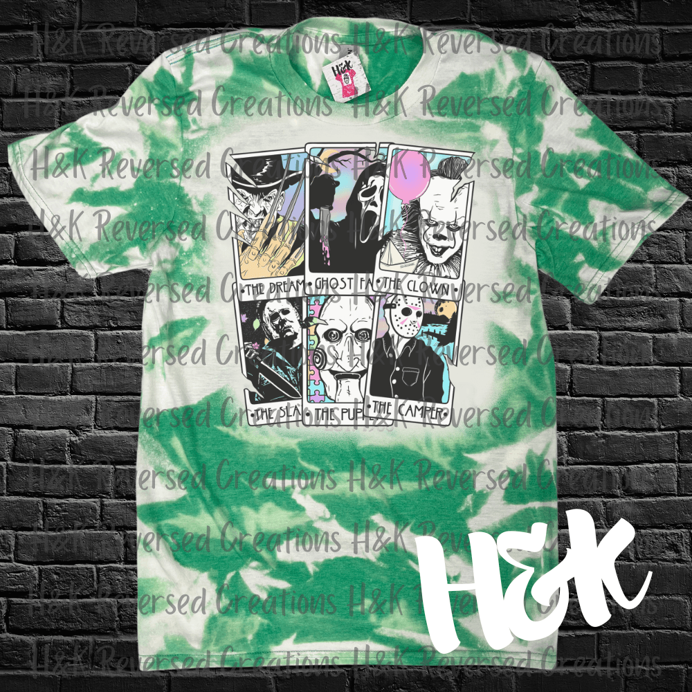 Horror Tarot Cards Bleached Tee - H&K Reversed Creations 