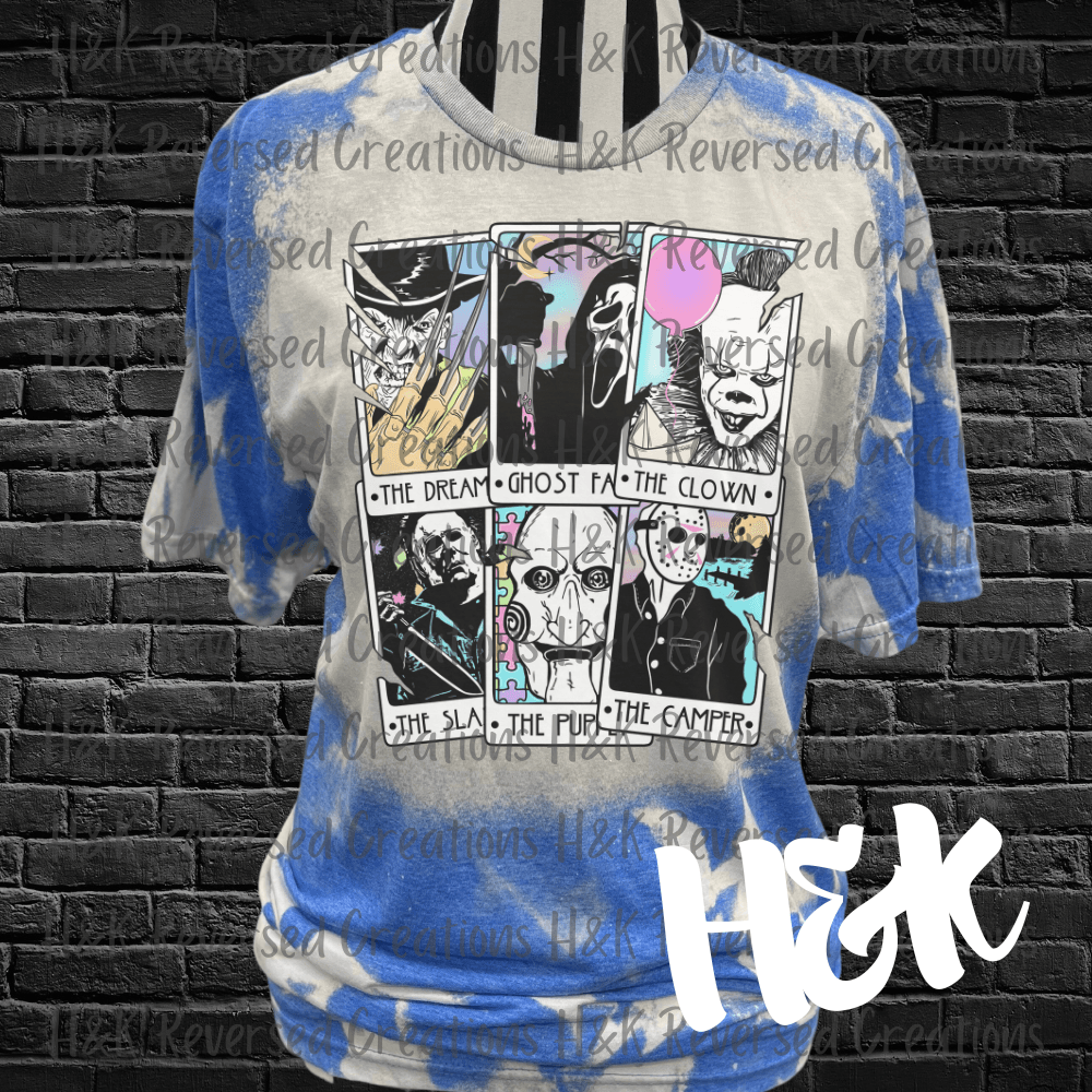 Horror Tarot Cards Bleached Tee - H&K Reversed Creations 