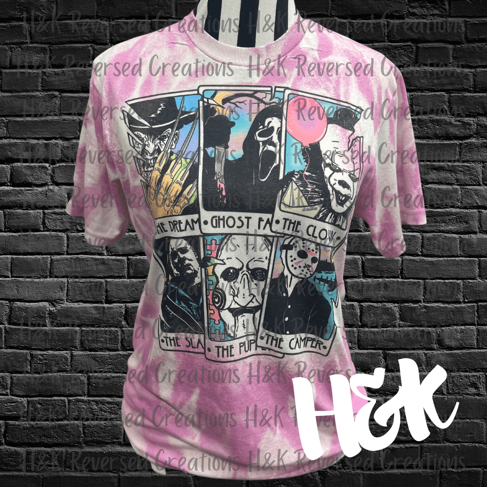 Horror Tarot Cards Bleached Tee - H&K Reversed Creations 