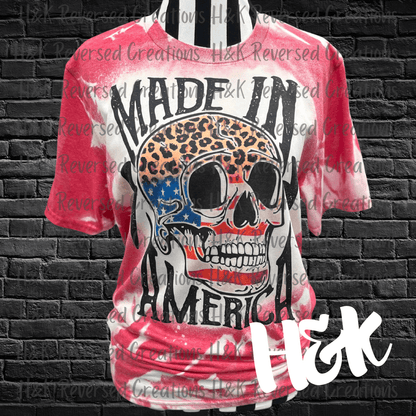 Made In America Skull Bleached Tee - H&K Reversed Creations 